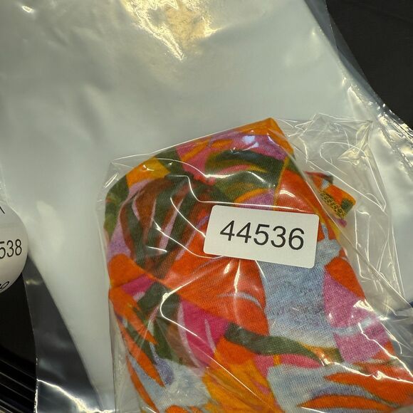 C&C California Blouse Women L Large Orange Floral Short Sleeve Linen Casual - Picture 9 of 9